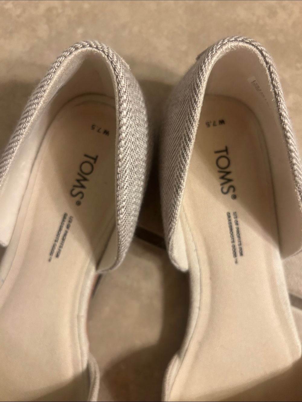NWOT TOMS suede Flats in Beige with plaid - Picture 3 of 5